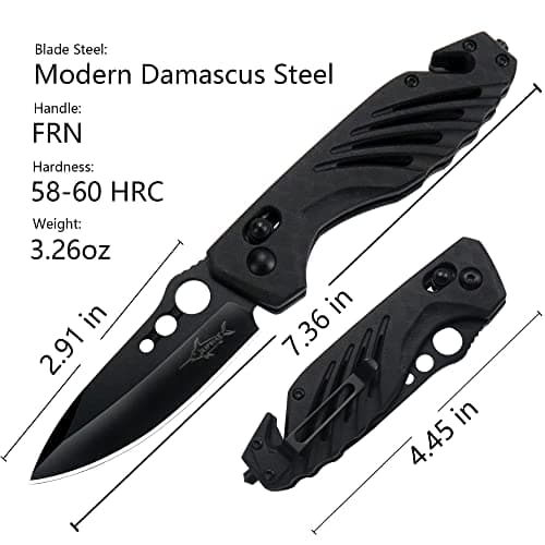 XIPHIAS FK045-BC 4.25" Axis Lock EDC Knife - Multitool with Blade, Glass Breaker & More for Survival - Camping, Hiking,