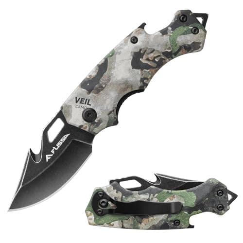 Mini Folding Pocket Knife with Drop Point Blade for Men (Black) — Camouflage