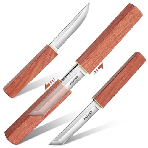 Huusk 2-In-1 D2 Steel Samurai Knife for Men: Camping, Bushcraft, Hiking, Fishing