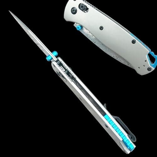 HUAAO Bugout 535 Damascus Foldable Knife with Titanium Handle