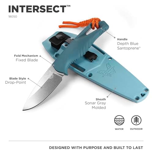 Benchmade Intersect Outdoor Knife - Depth Blue Santoprene Handle