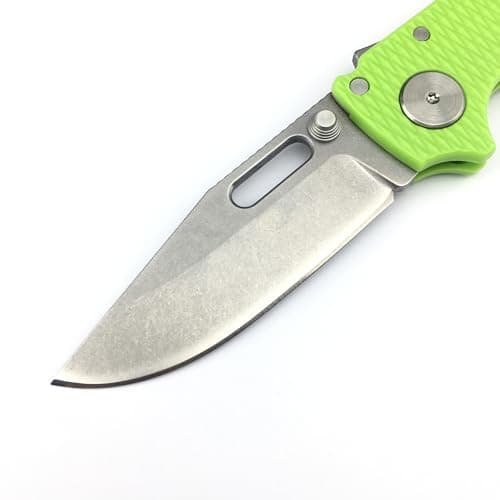 Shark Lock Folding Pocket Knife, 2.9'' 8Cr13MoV Steel, Green Grivory Handle, Thumb Stick, EDC, Camping, Hunting