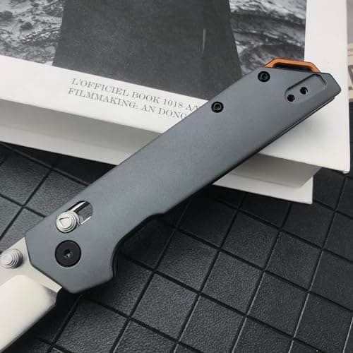 7.9" Axis Lock Pocket Knife, 8Cr13Mov Blade, Aluminum Handle, EDC Knife for Men and Women (Grey)