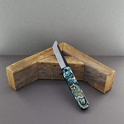 Falcon Folding Pocket Knife with Japanese Art Design Handle