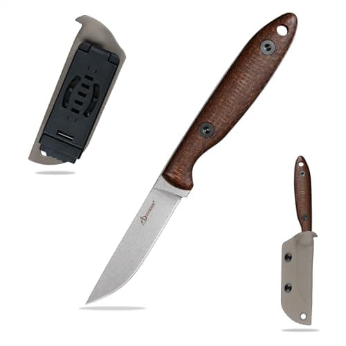 DC53 Steel Tactical Fixed Blade Knife with Kydex Sheath for Men EDC (Black G10 Handle) — White+Micarta Handle