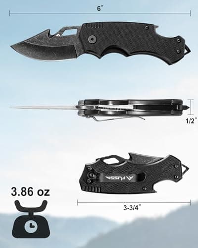 Mini Folding Pocket Knife with Drop Point Blade for Men (Black)