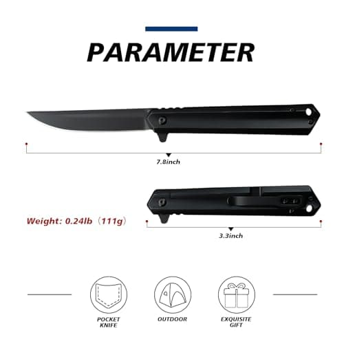 EDC Folding Knife 3.3" D2 Blade, Pocket Clip - Men & Women