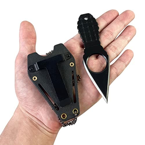 Ultra Small Fixed Blade Black Neck Knife for Men Tactical Outdoor Camp Knives
