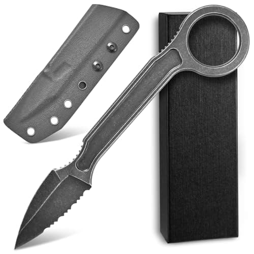 Ccanku C1134 Fixed Blade Knife,D2 Stainless Steel, EDC Tool for Survival,Camping,Sheath Included — Jagged
