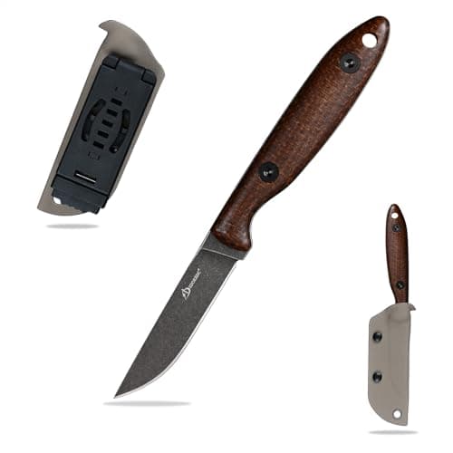 DC53 Steel Tactical Fixed Blade Knife with Kydex Sheath for Men EDC (Black G10 Handle) — Black+Micarta Handle
