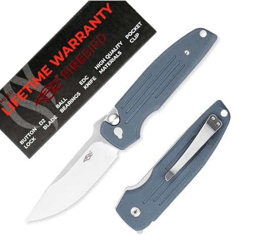 Firebird GANZO FH926-PL Sturdy Pocket Knife, D2 Steel, G10 Handle, Purple — Gray