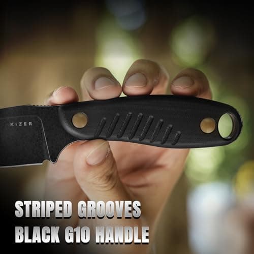 Kizer Hare Fixed Blade Knife, 3.14" D2 Steel, Black G10 Handle, Hunting & Camping