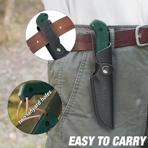 FLISSA 9" D2 Steel Hunting Knife for Camping & Outdoor, Christmas Gift