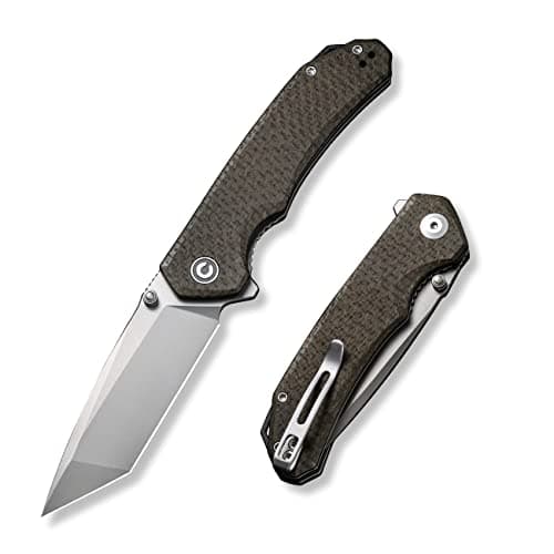 CIVIVI Brazen Pocket Knife, 3.5-Inch Tanto D2 Blade, Micarta Handle Camping Knife