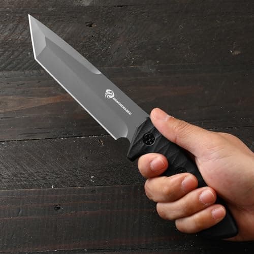 Tanto Fixed Blade Knife with Sheath for Survival and Tactical Carry