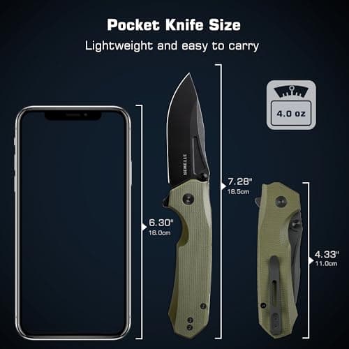 Rhino 0210 D2 Steel EDC Pocket Knife, Durable G10 Handle, Folding for Men, Camping & Hiking