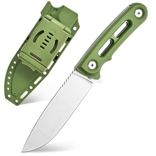 Gtkii Black Fixed Blade Knife AUS-8 Steel, Full Tang, Nylon Fiberglass Handle, EDC Tool for Outdoor Adventure — green