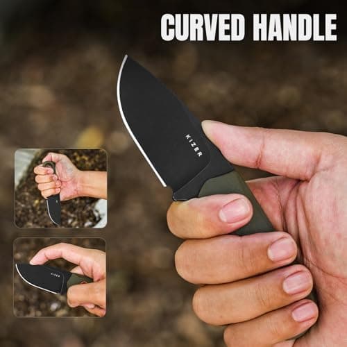 Kizer Beaver Fixed Blade Knife, 2.75" D2blade EDC Camping Knife, Olive Green G10 Handle