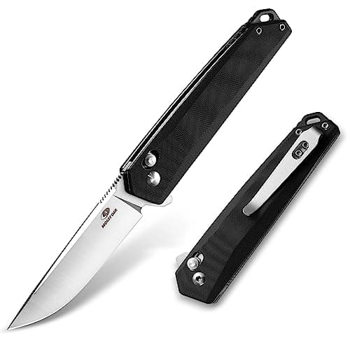 Mossy Oak 3.5-Inch D2 Steel Pocket Knife, Black Belt Clip (EDC)
