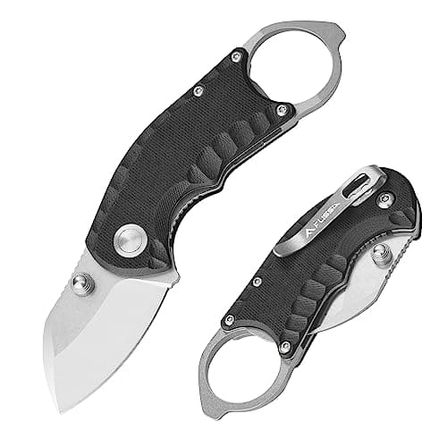 FLISSA Desert Tan 4" Utility Knife, 8Cr13MoV Blade, Liner Lock, EDCPocket KnifeClip&Bottle Opener — Black