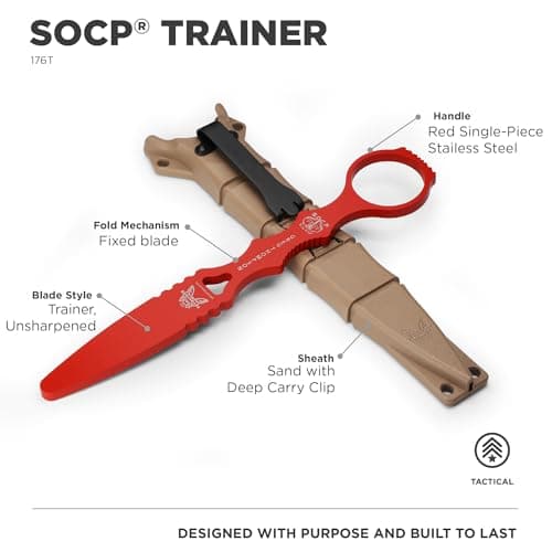 Benchmade 176T SOCP Tactical Training Dagger, Red 400C Handle