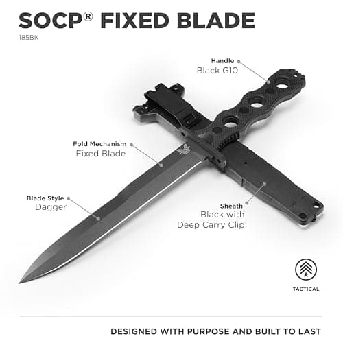 Benchmade 185BK SOCP Black G10 Handle Tactical Knife