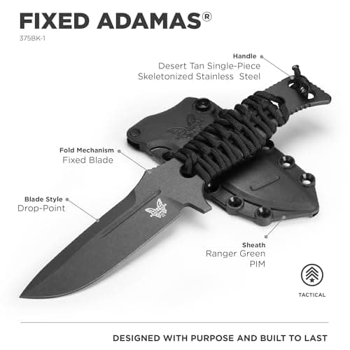 Benchmade Adamas 375 Tactical Knife with Black Paracord Handle