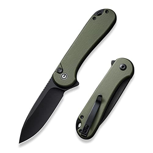 CIVIVI Elementum II Damascus Blade Pocket Knife, Deep Carry Clip, EDC C18062PB-DS1 — OD Green