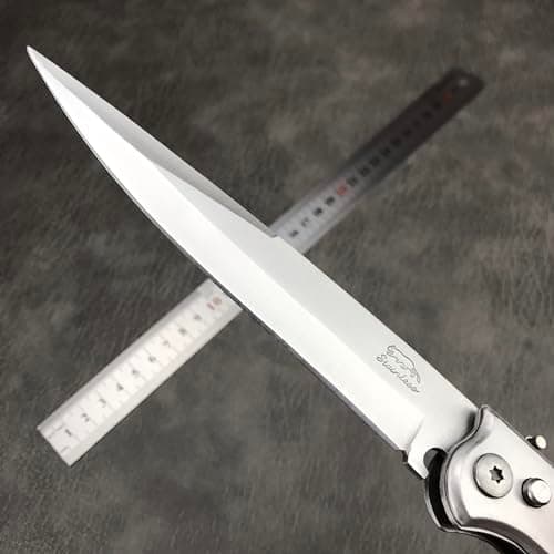 12 Large Push Button Lock Pocket Knife for Outdoors with SpeedSafe Assisted Opening and Pakkawood Handle