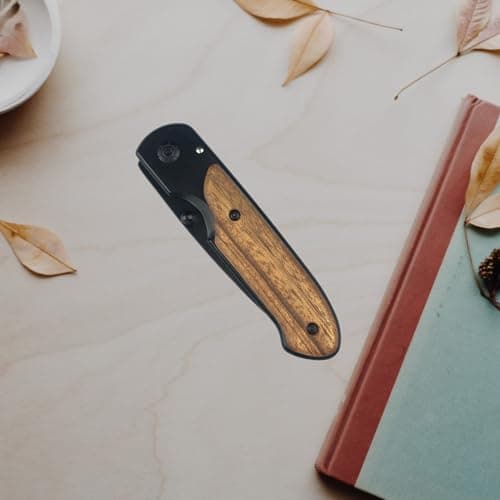 HUAAO Assisted Opening 7in Folding Knife, 5Cr13Mov Wood Blade, EDCPocketclip