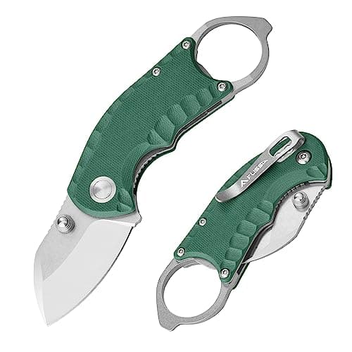 FLISSA Desert Tan 4" Utility Knife, 8Cr13MoV Blade, Liner Lock, EDCPocket KnifeClip&Bottle Opener — Green