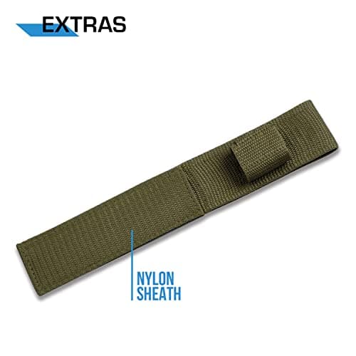 MTECH USA Black Fixed Blade Knife - Green Cord Handle, Full Tang, Nylon Sheath - Hunting, Camping, Survival - MT-528C, S