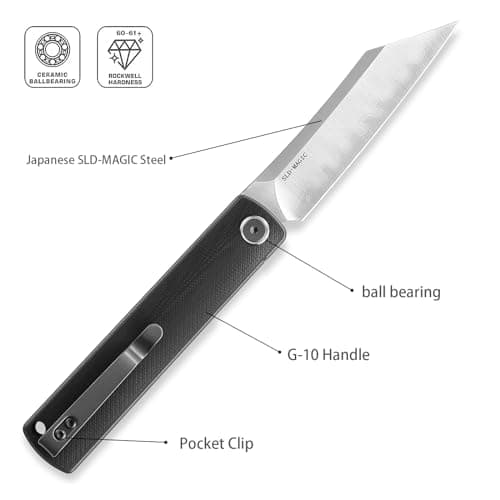 Miki Camping Pocket Folding Knife, SLD-MAGIC Steel, G10 Handle