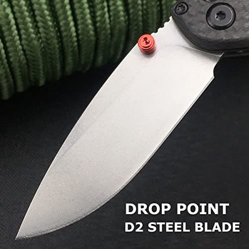 Freek Thumb Open Mini Axis Lock Knife, 2.8'' D2 Steel, Carbon Fiber Handle, EDC Pocket Knife for Camping