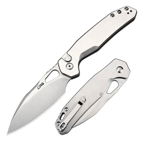 CJRB AR-RPM9 Steel Fracture Folding Knife, Button Lock, EDC, Tactical, Camping Gift (J1931) — Stonewash