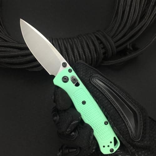 HUAAO 6.5" Thumb Stud Open Lock Knife, 7Cr17Mov Grivory Handle, Hunting & Camping Folding Knife (Green)