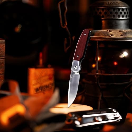 Handcrafted D2 Steel Folding Pocket Knife with Sturdy Wooden Handle – Ideal for Camping, Hunting, Hiking & EDC