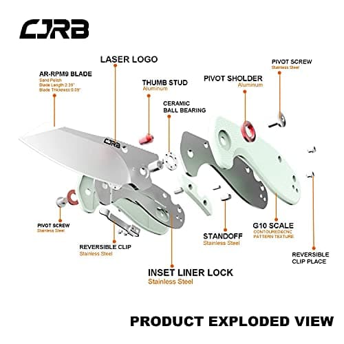 CJRB Maileah G10 Handle Folding Knife, 2.39" AR-RPM9 Blade, Natural Green for Men Outdoor Survival