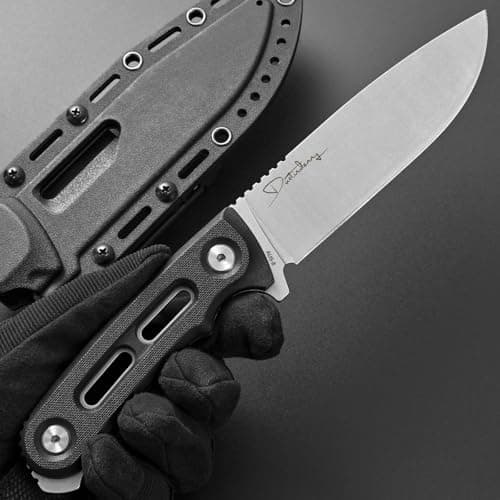 Gtkii Black Fixed Blade Knife AUS-8 Steel, Full Tang, Nylon Fiberglass Handle, EDC Tool for Outdoor Adventure