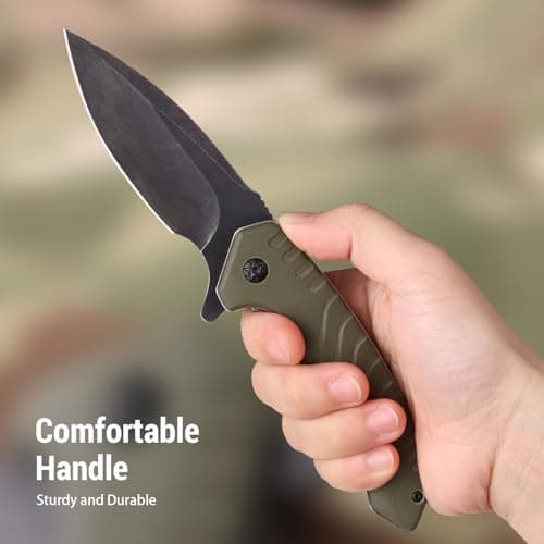 Folding Pocket Knife with 3.3 D2 Steel Blade and G10 Handle - Compact EDC Tool for Camping, Hunting, and Survival for Men and Women