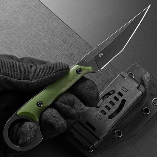 Ccanku C1140 Fixed Blade Knife, D2 Blade G10 Handle, Army Green EDC Tool