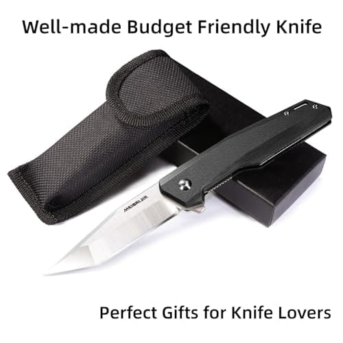 D2 Blade Liner Lock Folding Knife with G10 Handle for Hiking and Camping