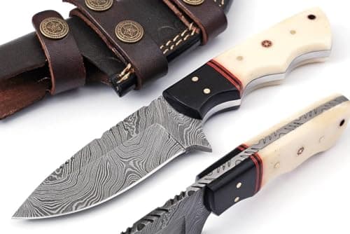 Predator Hunter 9" Damascus Steel Fixed Blade Skinning Knife (Exotic Wood Handle) — BM003