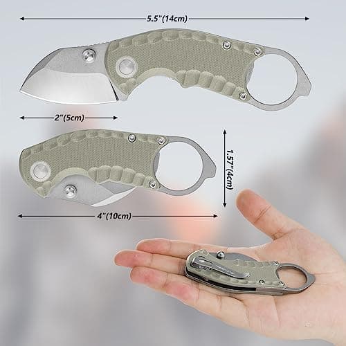 FLISSA Desert Tan 4" Utility Knife, 8Cr13MoV Blade, Liner Lock, EDCPocket KnifeClip&Bottle Opener