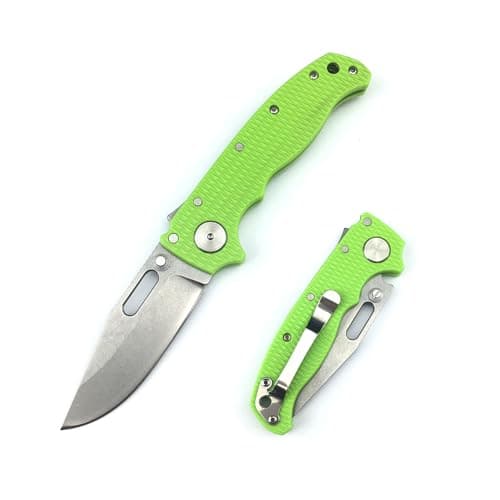 Shark Lock Folding Pocket Knife, 2.9'' 8Cr13MoV Steel, Green Grivory Handle, Thumb Stick, EDC, Camping, Hunting