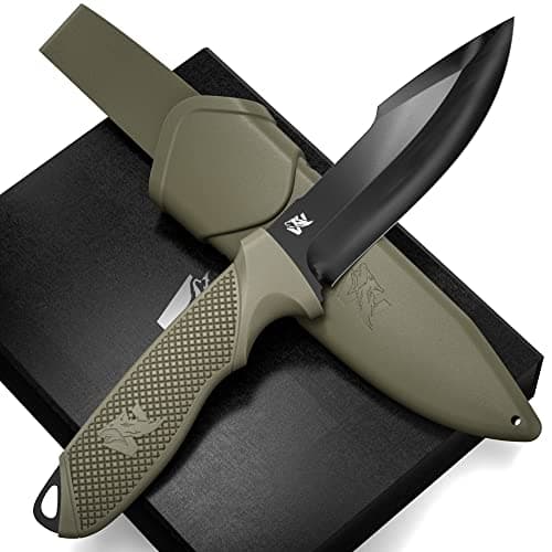 ODENWOLF Full Tang Survival Knife - D2 Steel Bushcraft and Camping EDC