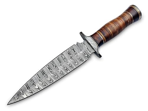 Premium Damascus Steel Dagger Knife - 13 Inches Fixed Blade for Survival & Hunting