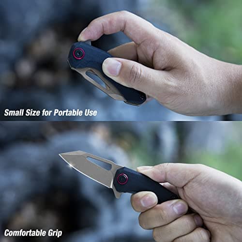 Flissa Mini Pocket Knife, 2.5" D2 Blade, G10 Handle, Black, EDC Knife for Outdoors