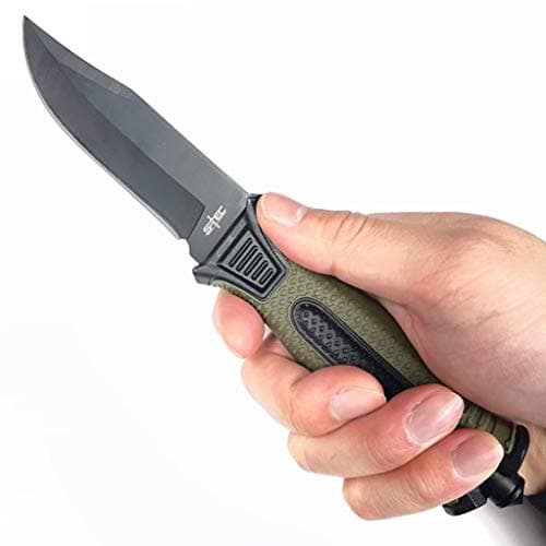 S-TEC Rambo I Black Fixed Blade Hunting Knife I Stainless Steel I Camping & Outdoor