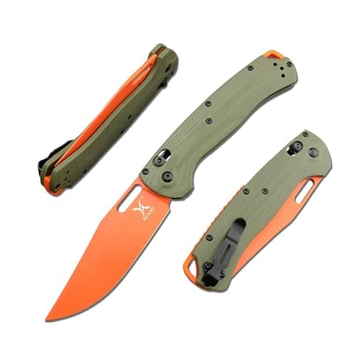 Taggedout Axis Lock Knife for Men - D2 Blade, G10 Green Handle, Manual Open, with Deep Carry Clip